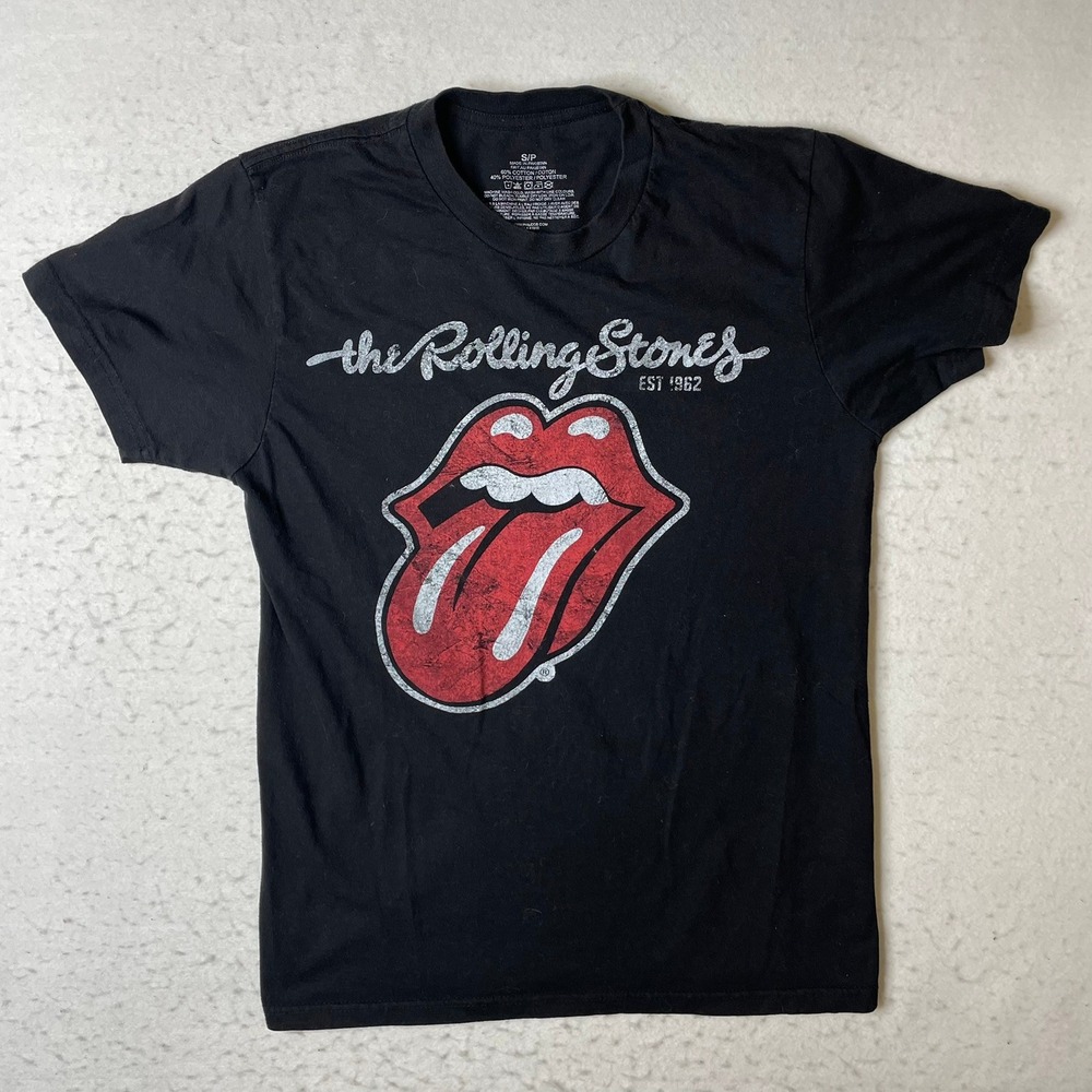 The Rolling Stones Logo T Shirt Black Est 1962 Short Sleeve Cotton Blend S‎ P